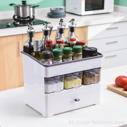 Caja de almacenamiento de condimentos multifunción de plástico para cocina